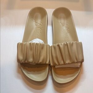 J. Crew Marlow Tan Leather Slide Sandals NIB
